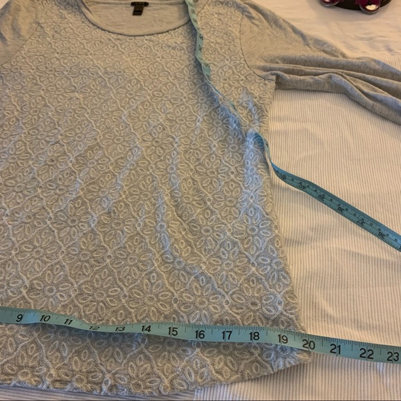 J. Crew long gray sleeve embroidered top. Large - Picture 7 of 10